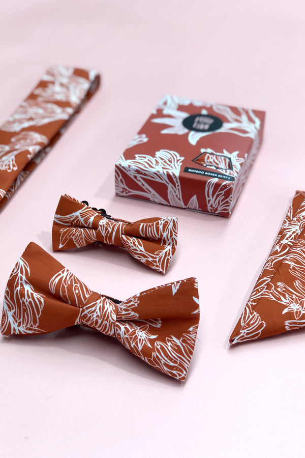Boys Bow Tie - Kangaroo Paw Burnt Orange