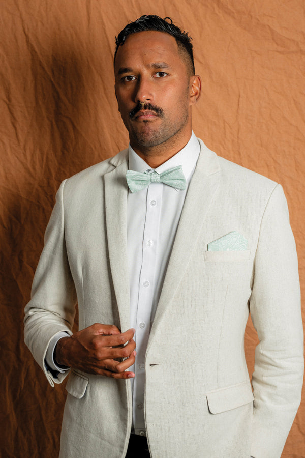 Mens Pocket Square Green Print