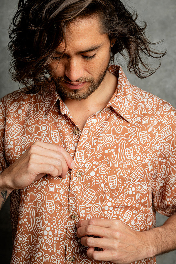 Men's Celebration Brown Short Sleeve Shirt