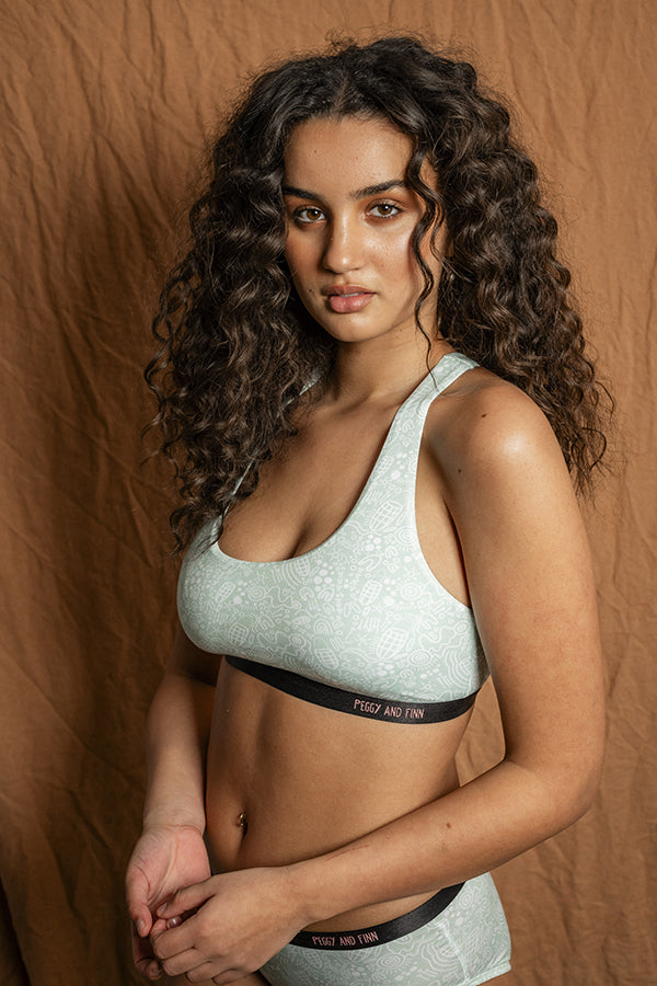 Aboriginal Design Green Bra