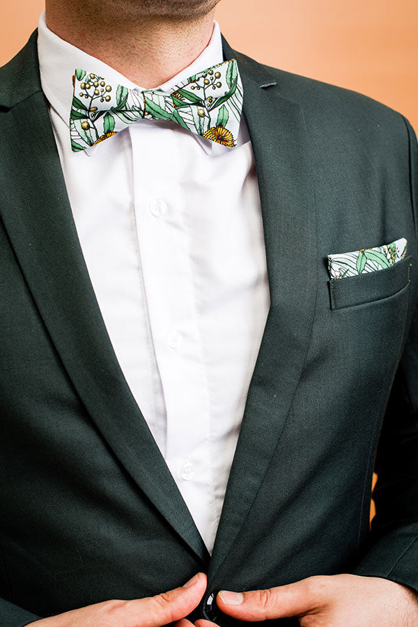 cotton bow tie banksia grey groom
