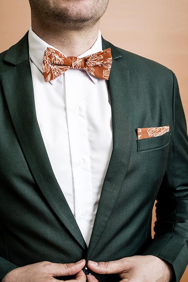 cotton bow tie kangaroo paw burnt orange groom