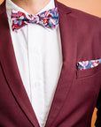 cotton bow tie protea burgundy groom