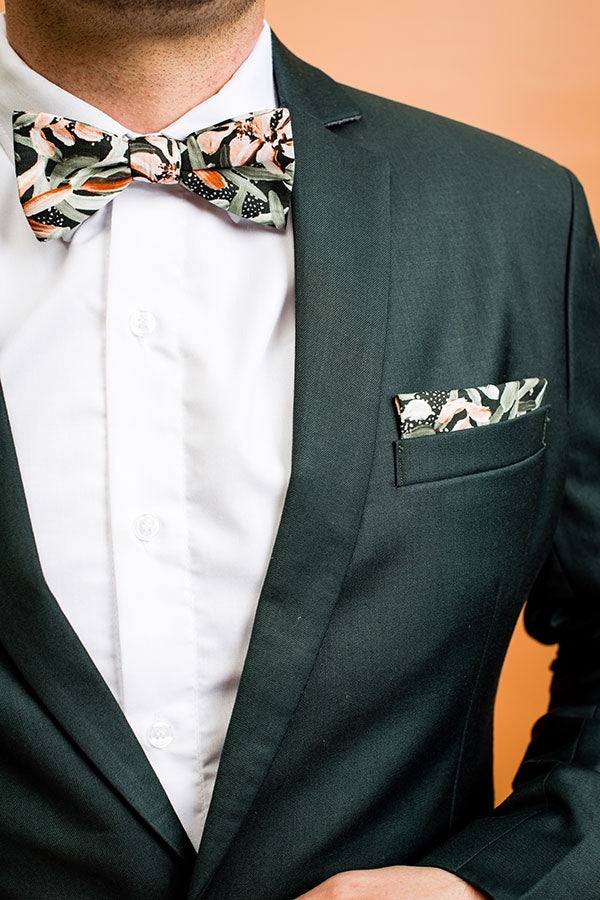cotton bow tie protea green groom