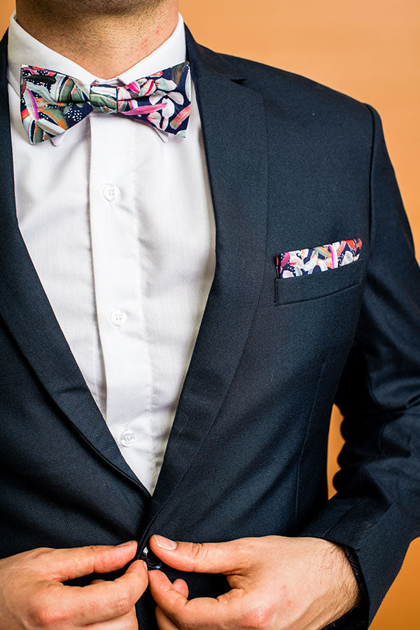 cotton bow tie protea navy groom