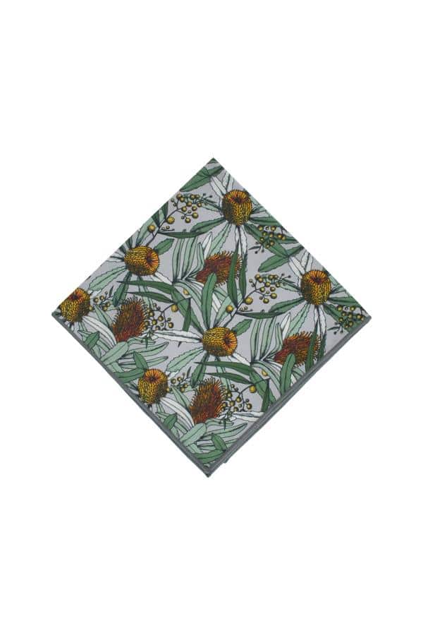 wedding pocket square banksia grey