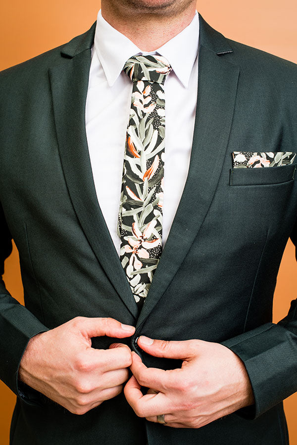 cotton tie protea green groom