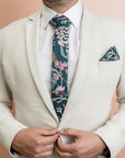 Wedding Tie - Teal Blooms