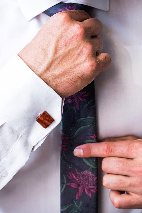 wooden cufflinks jarrah gift groom