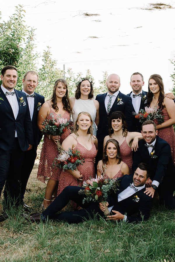 cotton tie eucalyptus native flowers wedding party