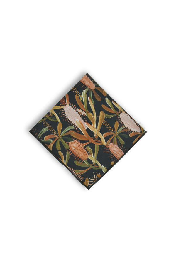 wedding pocket square grass tree black