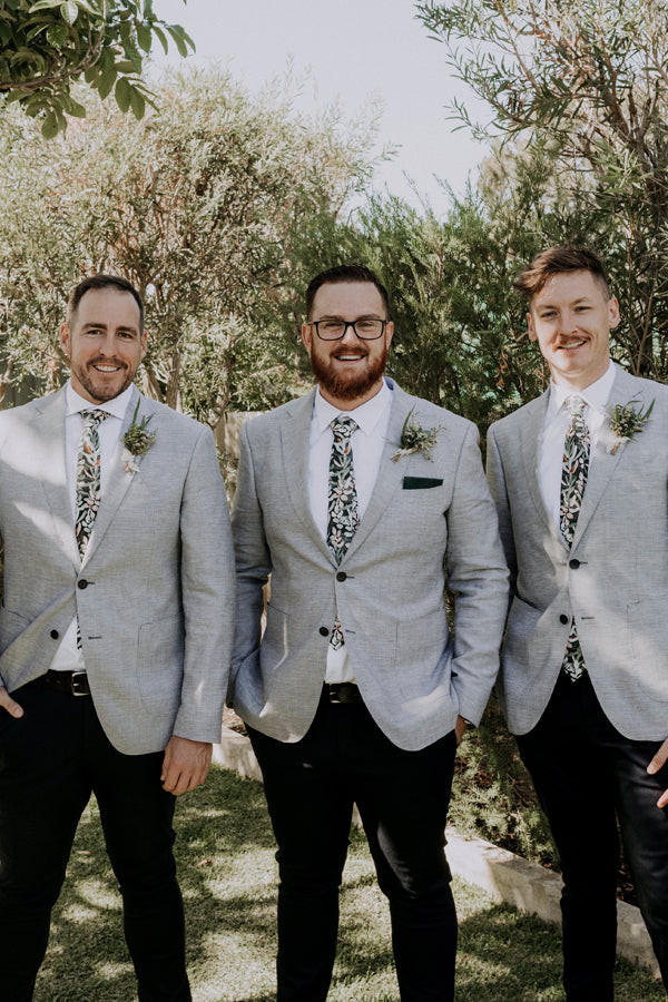 cotton tie protea green native flowers groomsmen