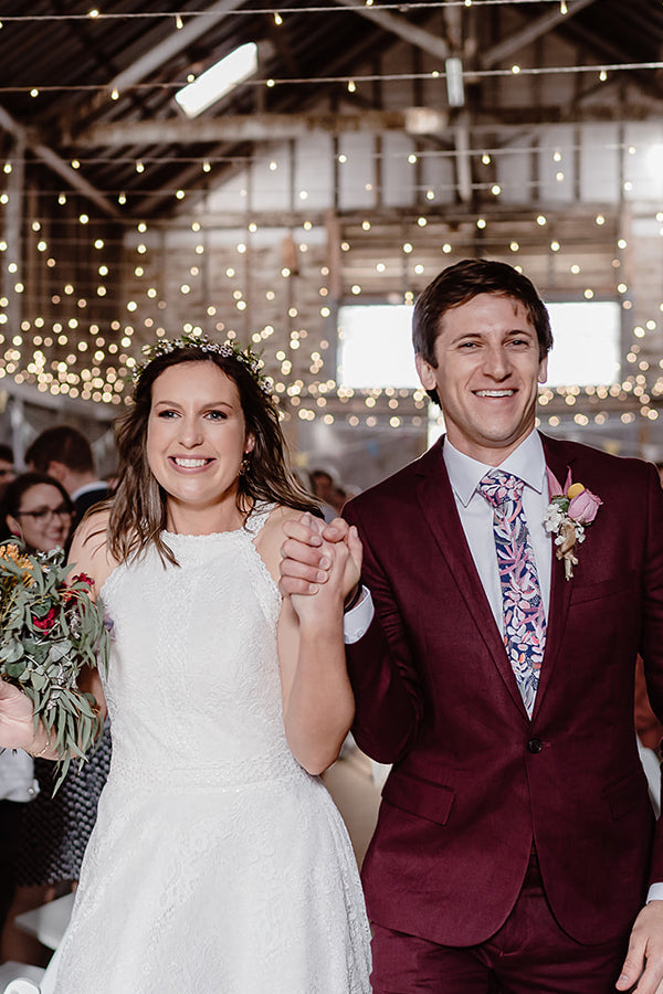 cotton tie protea navy groom 