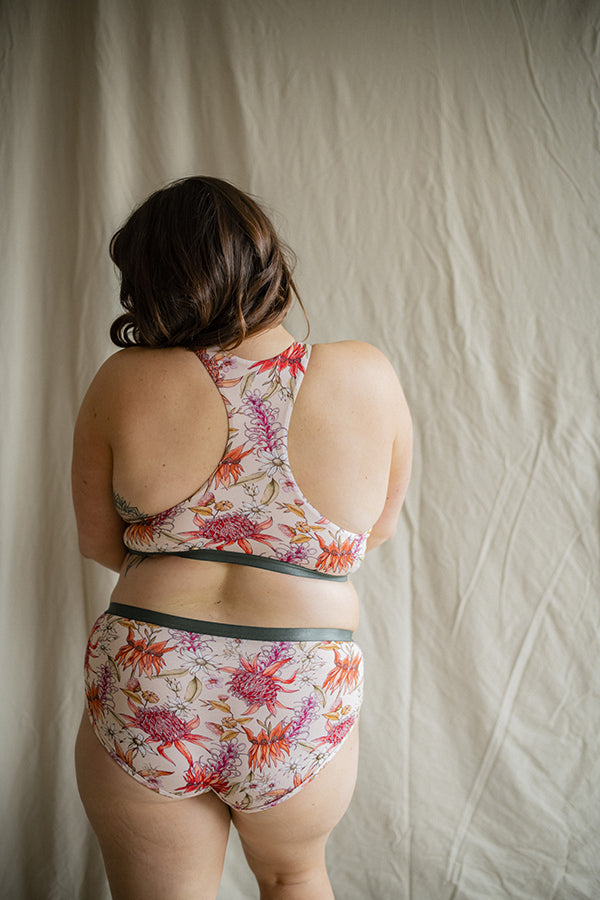 womens crop top bra botanical