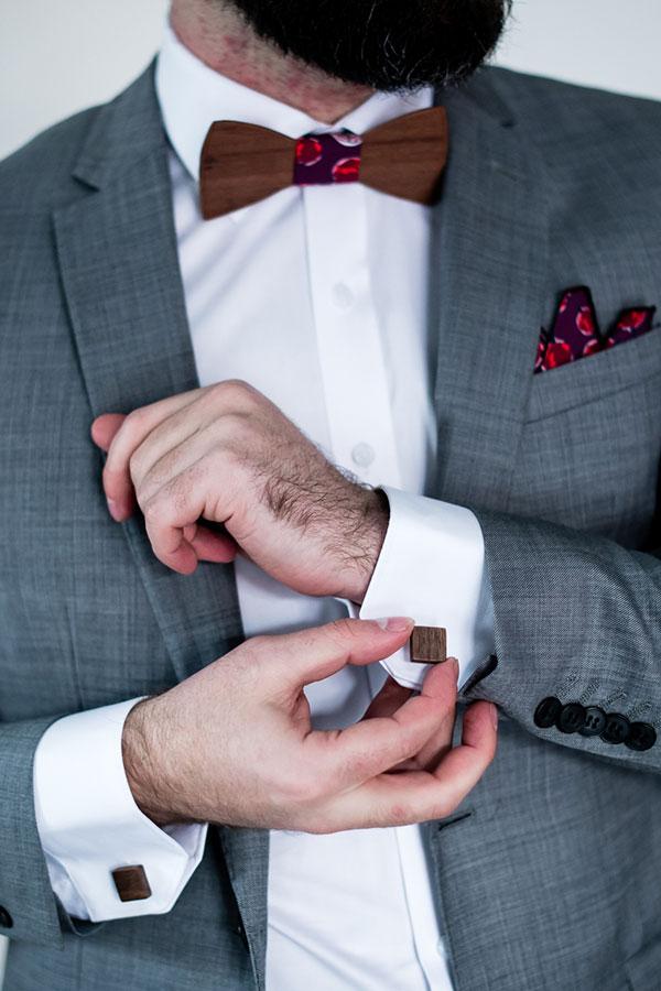 Wooden cufflinks roasted blackbutt gift groom